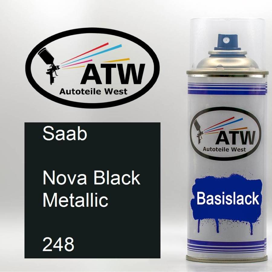 Saab, Nova Black Metallic, 248: 400ml Sprühdose, von ATW Autoteile West.